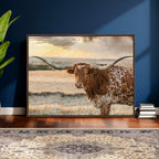 Texas Longhorn Wall Art Canvas Print, Western Ranch Bull Photography