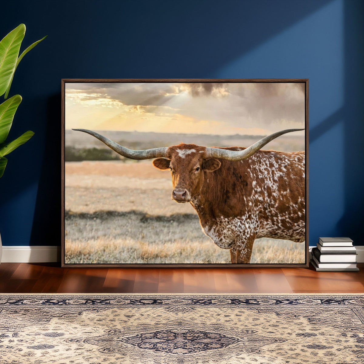 Texas Longhorn Wall Art Canvas Print, Western Ranch Bull Photography