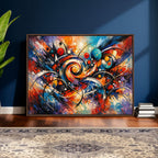 Geometric Abstract Wall Art Canvas Print, Orange Blue