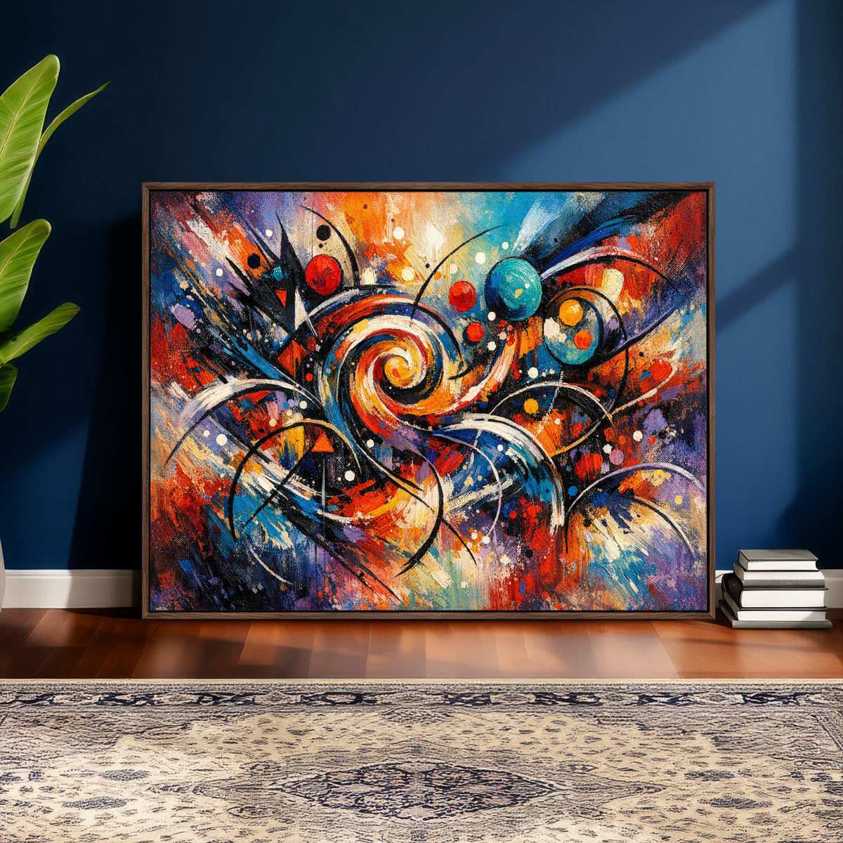 Geometric Abstract Wall Art Canvas Print, Orange Blue