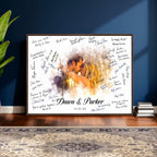 Ink Splash Wedding Guest Book Canvas, Personalized Couple Photo Sign