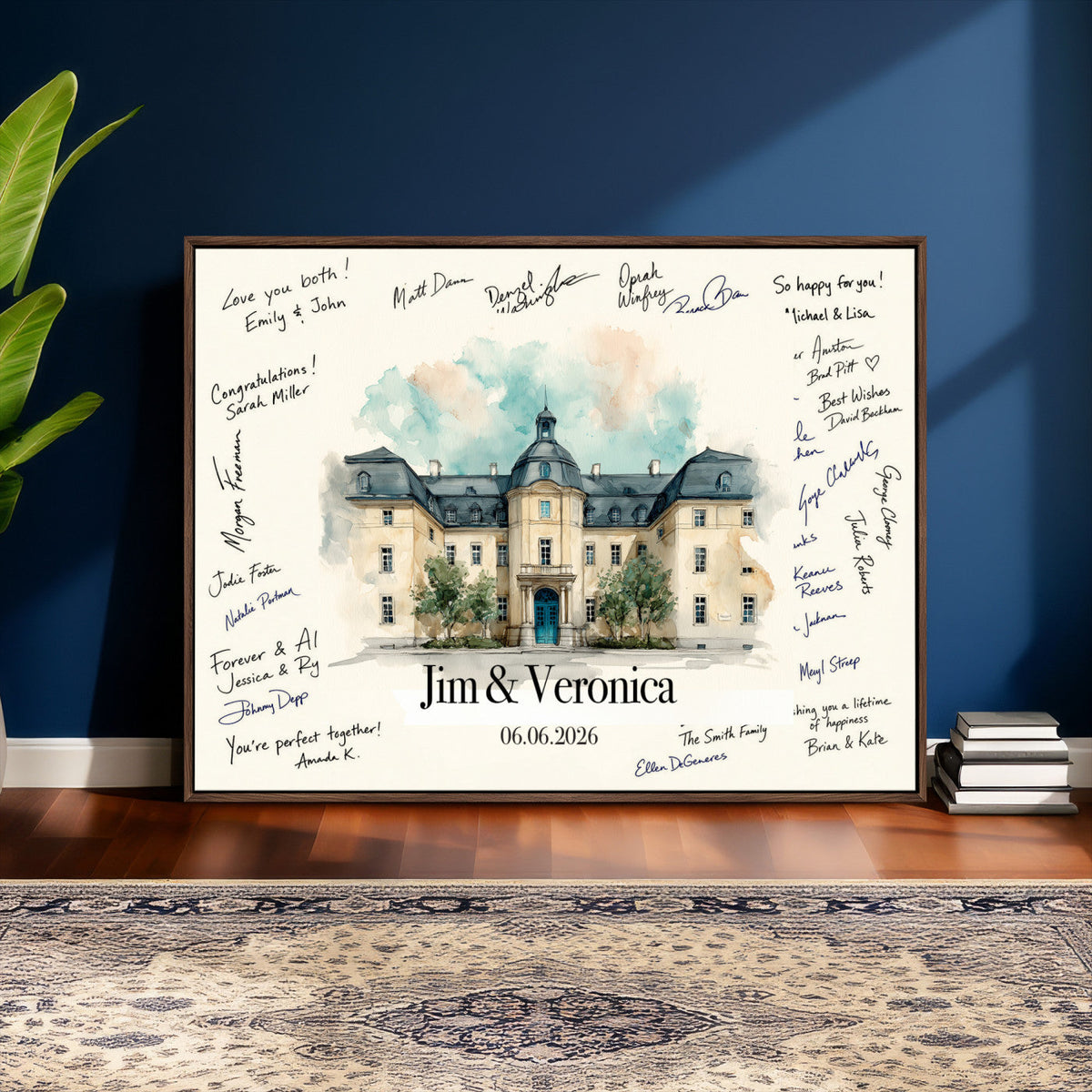 Wedding Venue Guest Book Canvas, Personalized Venue Drawing Sign