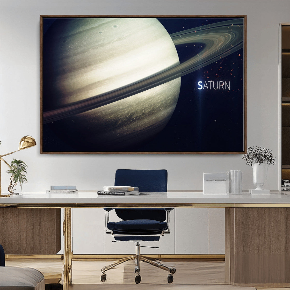 Framed Saturn Wall Art Canvas Print