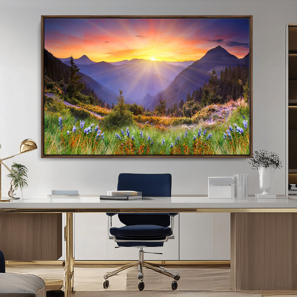 Mountain and Spring Wall Art Canvas Print