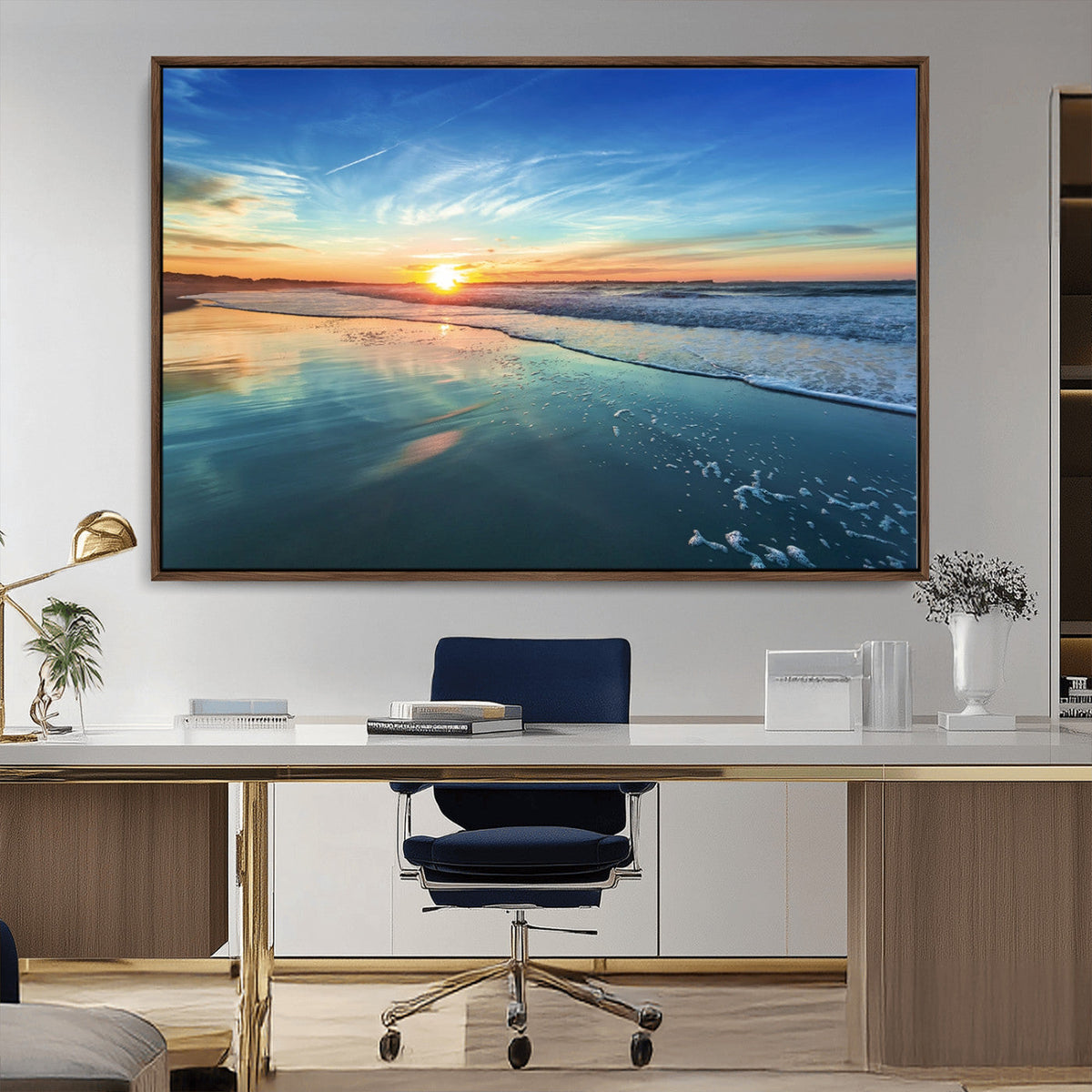 Blue Sky and Beach Wall Art Canvas Print