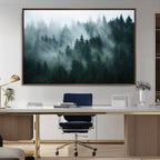 Misty Forest Wall Art | Serene Green Landscape Canvas Print