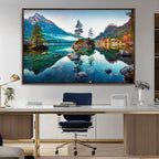 Crystal Clear Lake Wall Art | Mountains Wall Art Canvas | 3 Panel Landscape