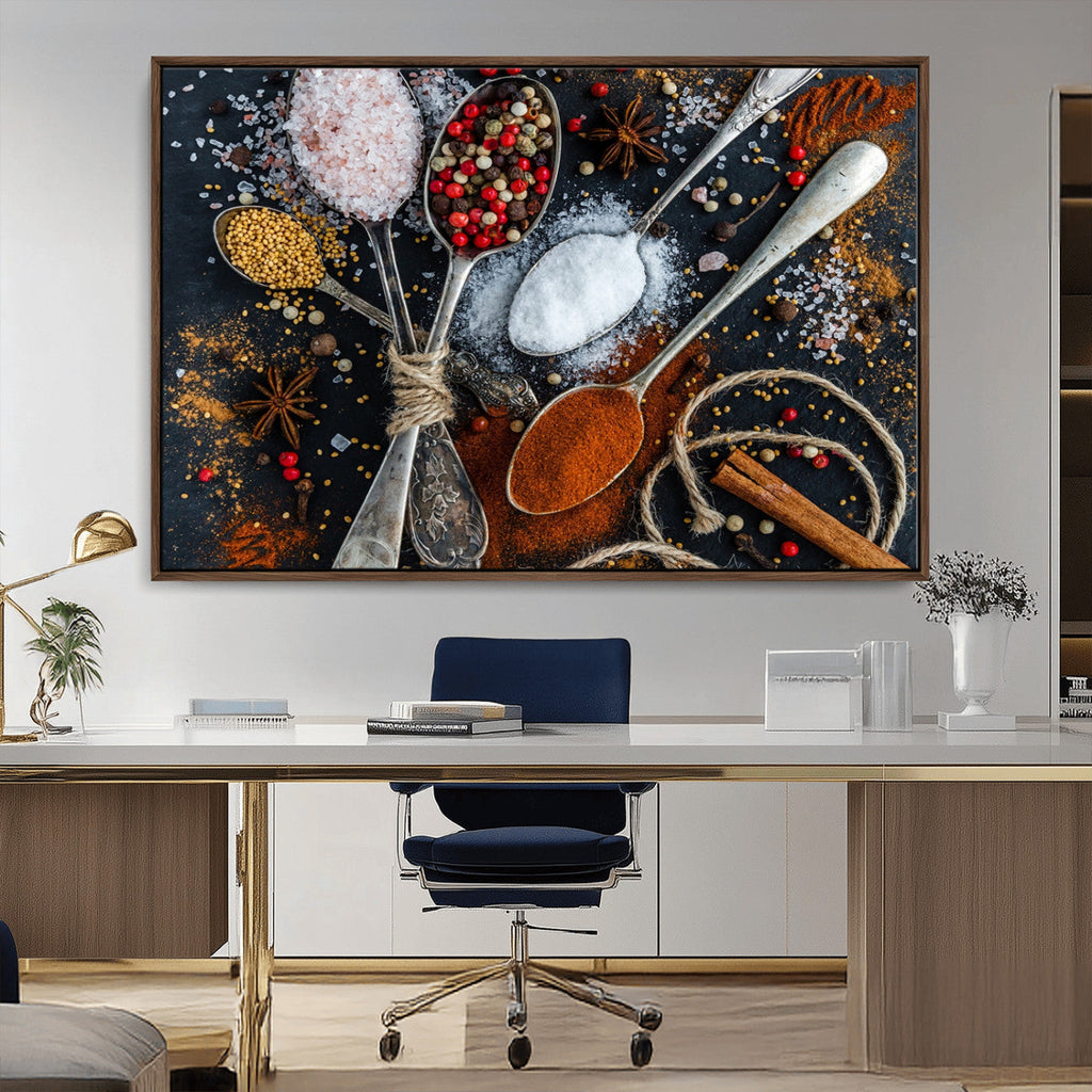 Spices and Seasonings Canvas Wall Art | Colorful Triptych Kitchen Decor