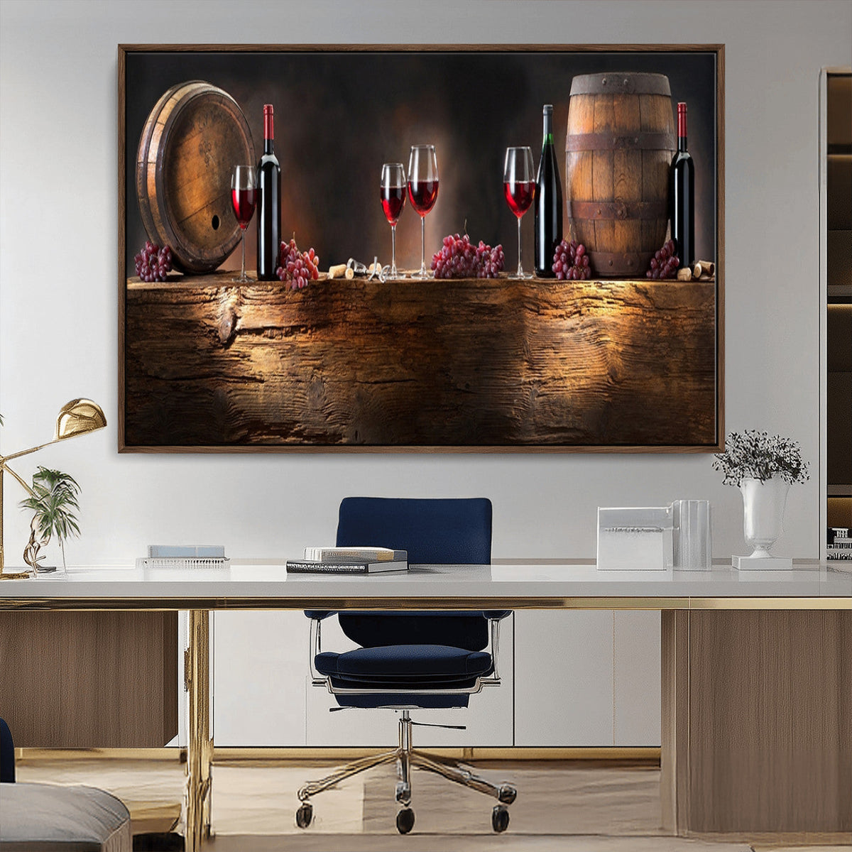 Wine and Barrels Wall Art Canvas Print