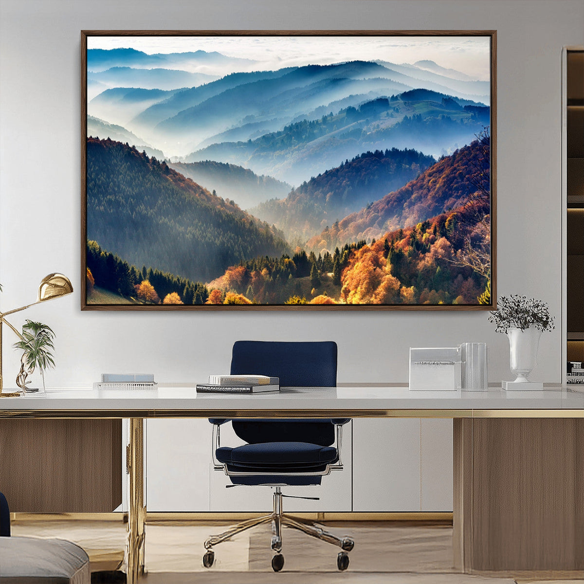 Mountains Forest Autumn Wall Art Canvas Print