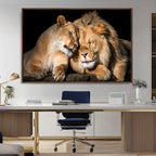 Lion and Lioness Wall Art Canvas Print | African Wildlife Animal Art