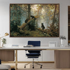 Baby Bears in Forest Wall Art Canvas Print