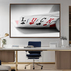 Framed Lucky Poker Cards Canvas | Modern Triptych Wall Art for Game Rooms
