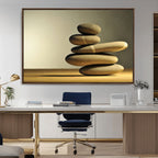 Fluvial Zen Stones Canvas Wall Art Print
