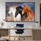 Animal Wall Art Three Horses Farmhouse Art Canvas Print