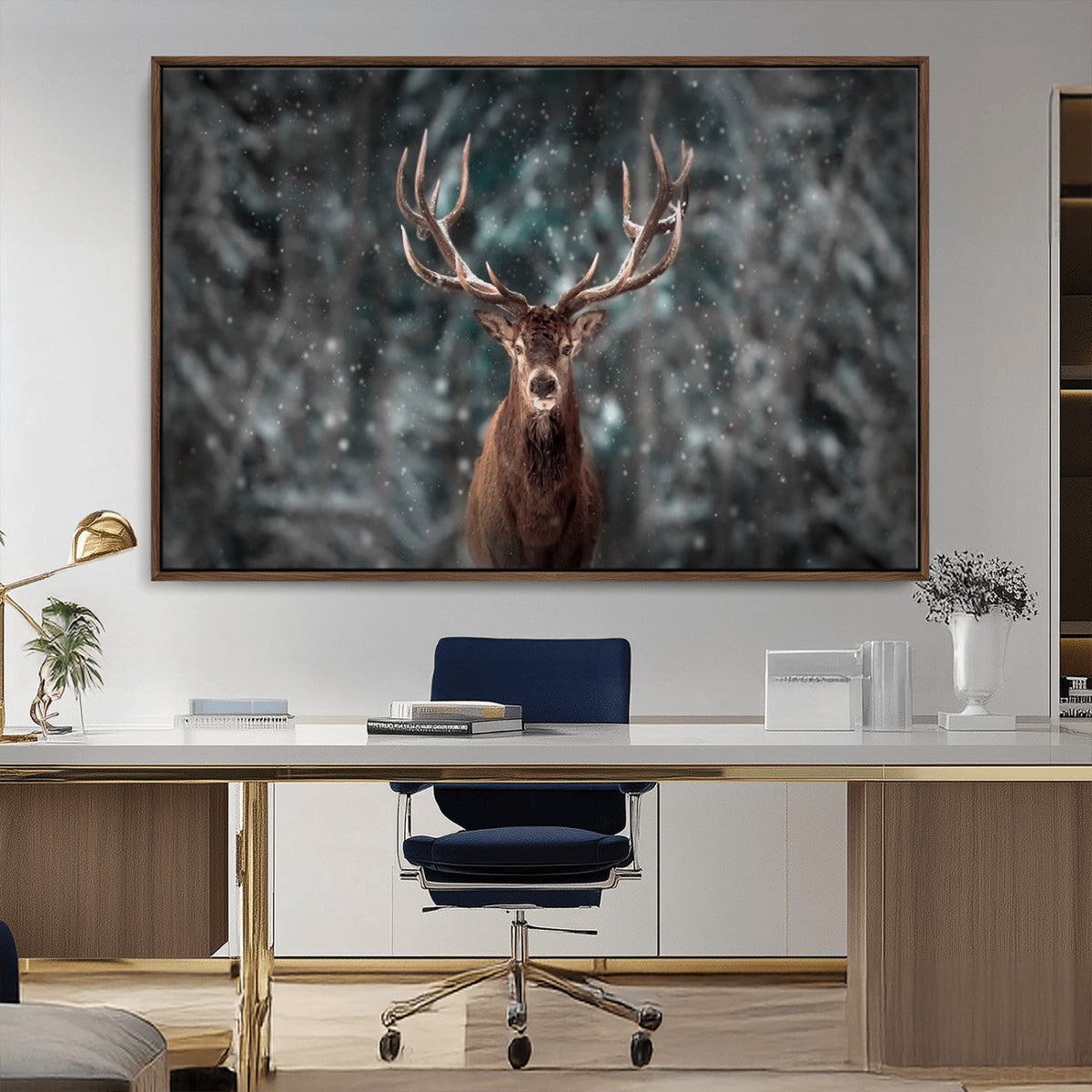 Wall Art Deer Art Animal Canvas, Framed Wall Art Deer Canvas