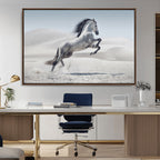 Prancing Horse Desert Large Wall Art Canvas Print, Majestic Horse Animal Artwork