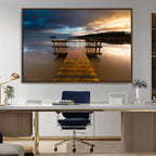 Serene Lake Pier at Sunset Canvas Print | Landscape Wall Art | Ready to Hang