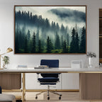 Captivating Misty Forest Wall Art, Foggy and Serene Atmosphere Canvas Print