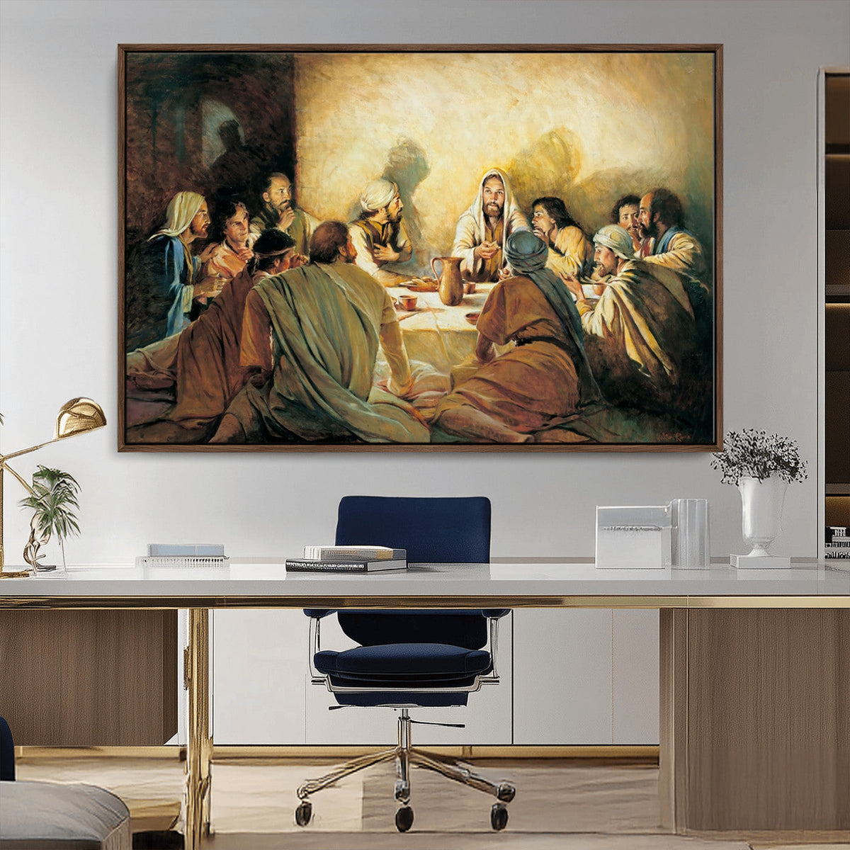Last Supper Wall Art Canvas Print, Framed Jesus Painting Art
