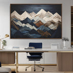 Rustic Mountain Landscape Wall Art Canvas Print, Framed 3D Wooden Effect Mountain Art