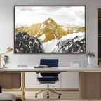 Gold Abstract Mountains Wall Art Print on Canvas, Nature Wall Art Print