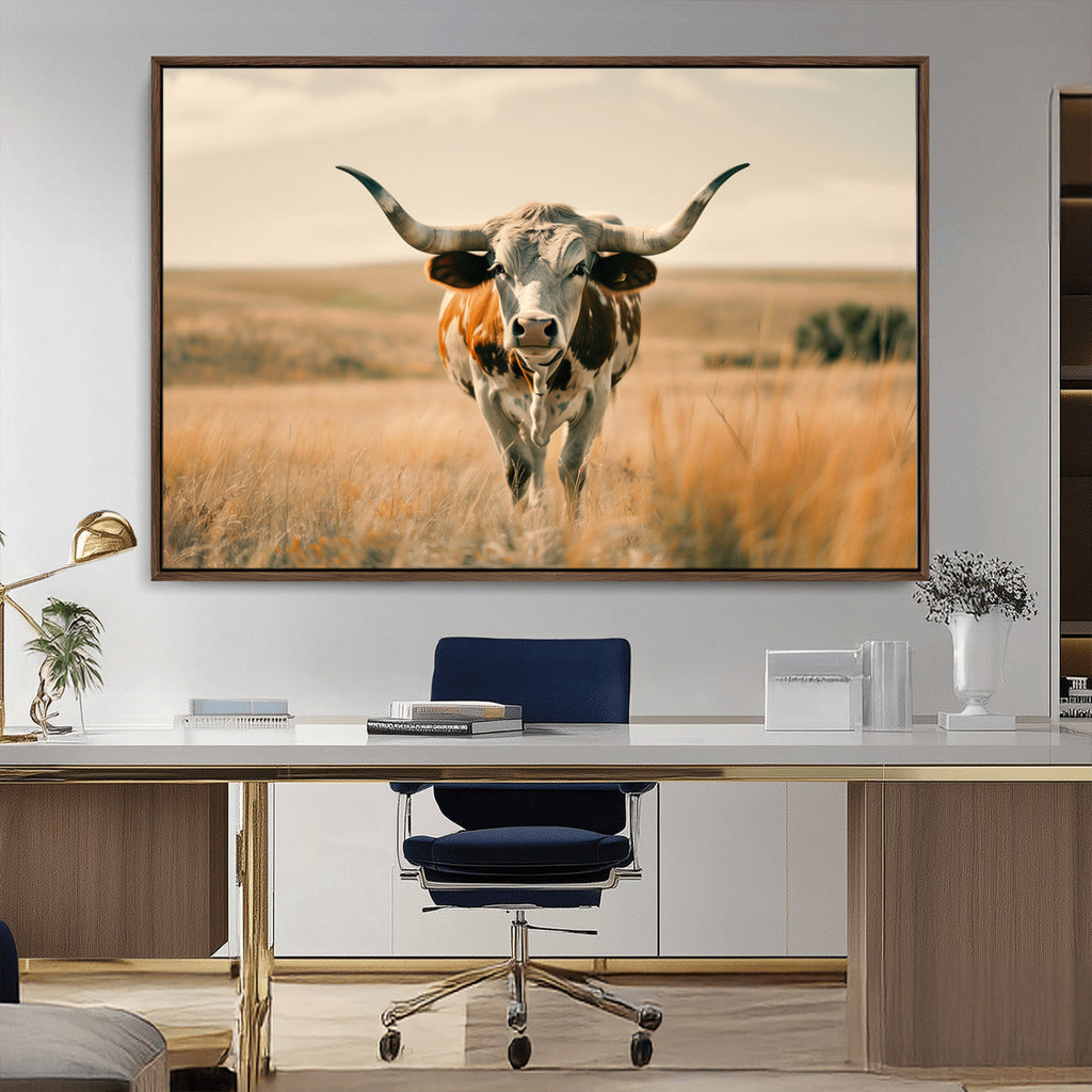 Texas Cow Wall Art Canvas Print for Farm House Wall Decor
