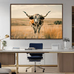 Texas Cow Wall Art Canvas Print for Farm House Wall Decor