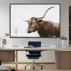 Rustic Bull Wall Art Canvas Print, Modern Longhorn Farmhouse Animal Decor