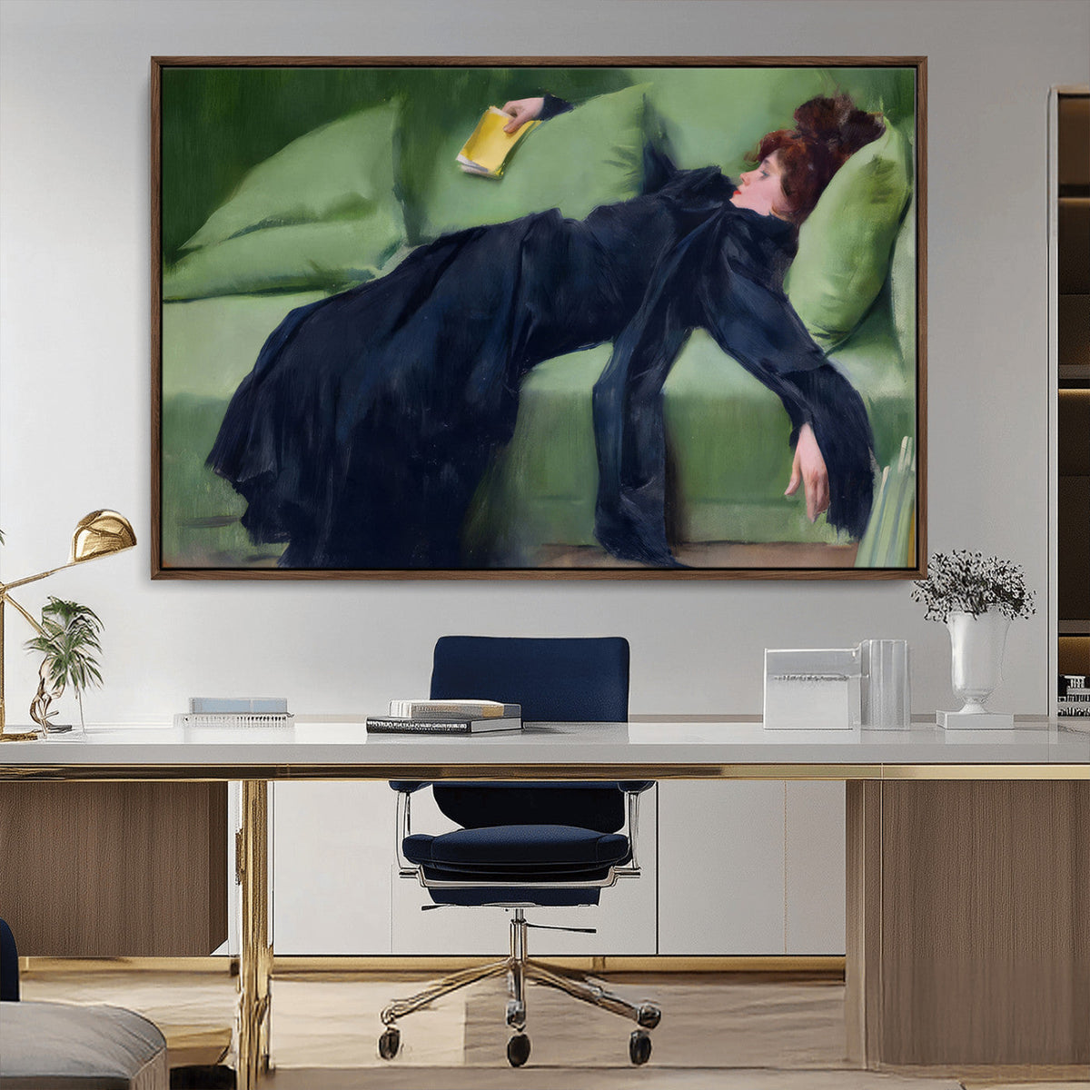 Decadent Girl by Ramon Casas Wall Art Canvas Print, Framed