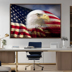 American Flag Eagle Symbol Wall Art Canvas Print, Patriotic American Flag Eagle Wall Art