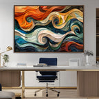 Abstract Wave Wall Art, Ready to Hang Framed Canvas Print | Extra Large 3 Piece Canvas Wall Art