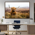 Scottish Highland Cow Canvas Wall Art, Rustic Farmhouse Decor