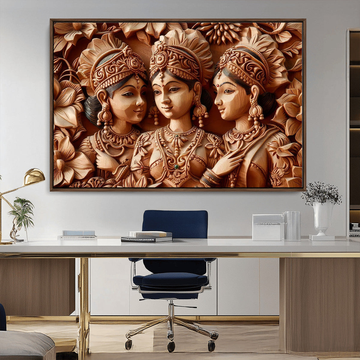 Indian Woman Statue Wall Art Canvas Print