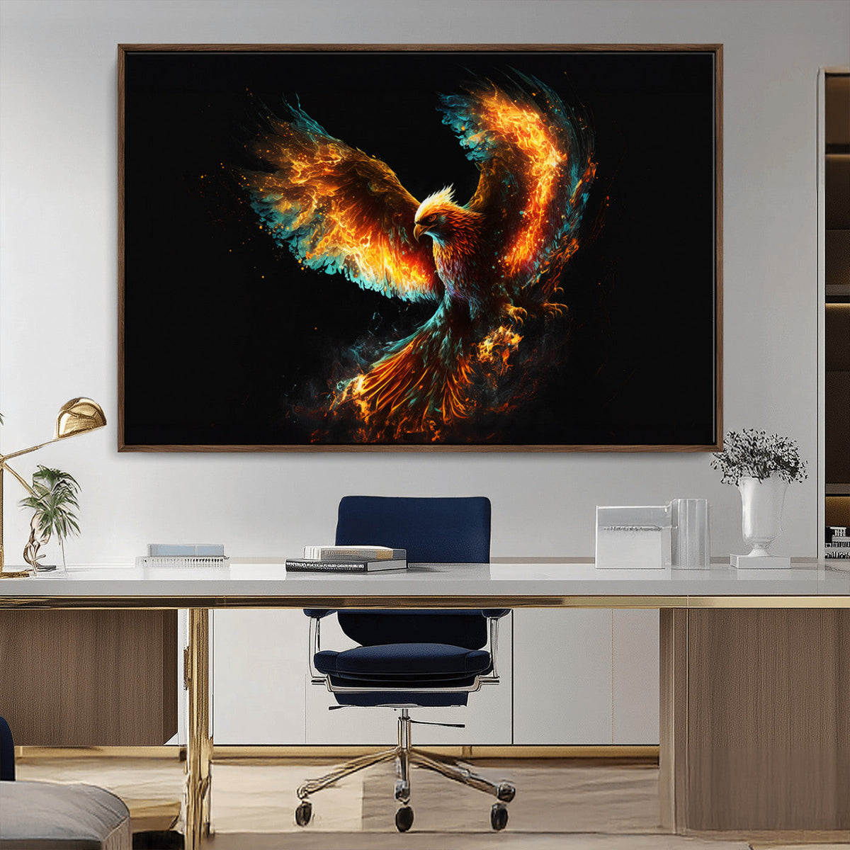 Fiery Phoenix Canvas Print | Ready to Hang Wall Art | Bold Fantasy Decor