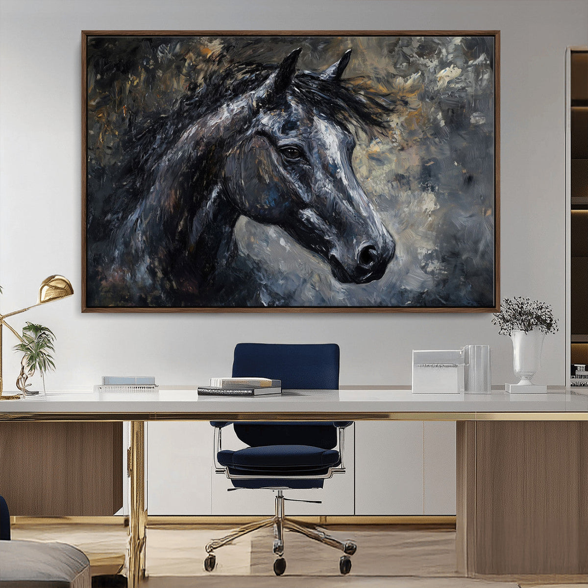 Large Abstract Horse Wall Art Canvas Print, Farmhouse Wall Art