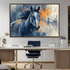 Abstract Blue Horse Wall Art Print Canvas | Western Horse Wall Art for Farmhouse Decor