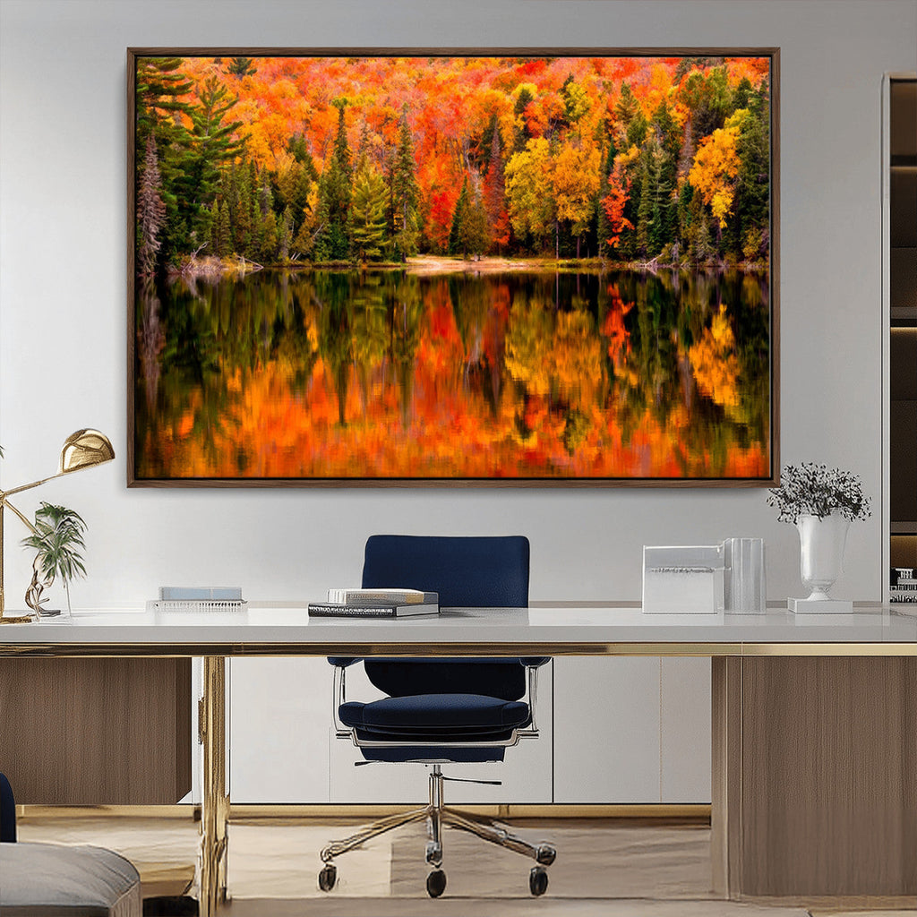 Forest Reflection Art | Autumn Forest Reflection Wall Art | Triptych Canvas Print