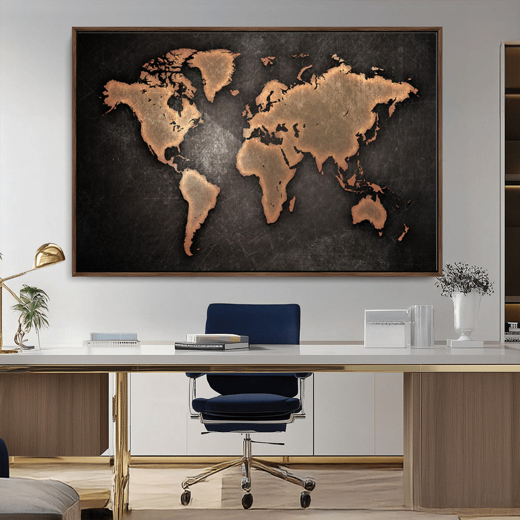 World Map Canvas Print | Framed Travel Map Wall Art for Couples