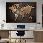 World Map Canvas Print | Framed Travel Map Wall Art for Couples