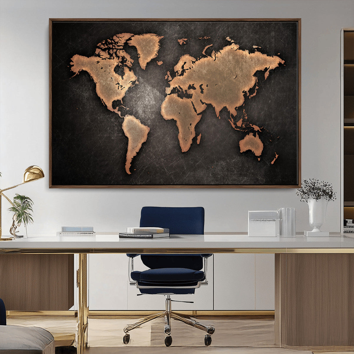 World Map Canvas Print | Framed Travel Map Wall Art for Couples