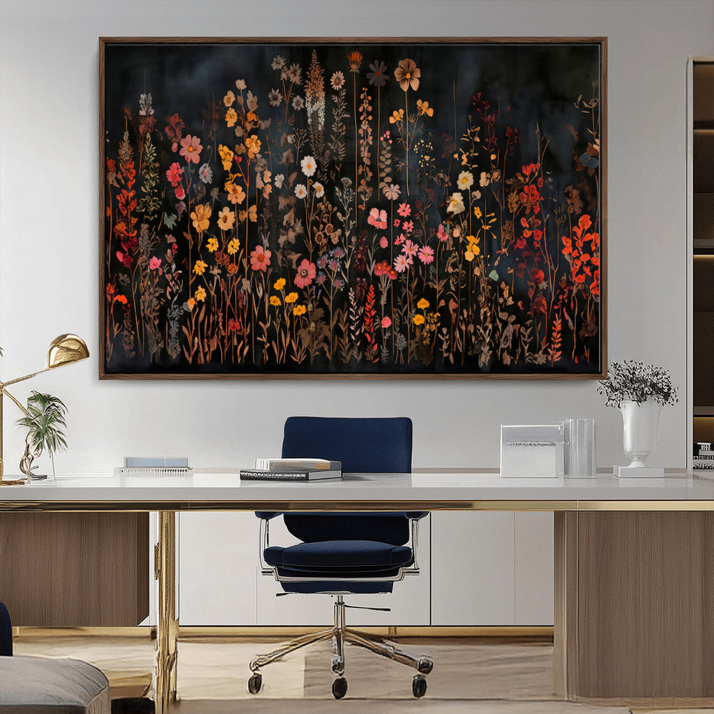 Large Floral Painting Print Illustration Flowers Canvas Wall Art