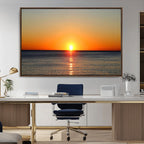 Golden Horizon Sunset Over Ocean Wall Art Canvas Print | Tropical Beach Canvas