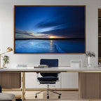 Blue Sunset Ocean Canvas Wall Art Print | Serene Coastal Horizon