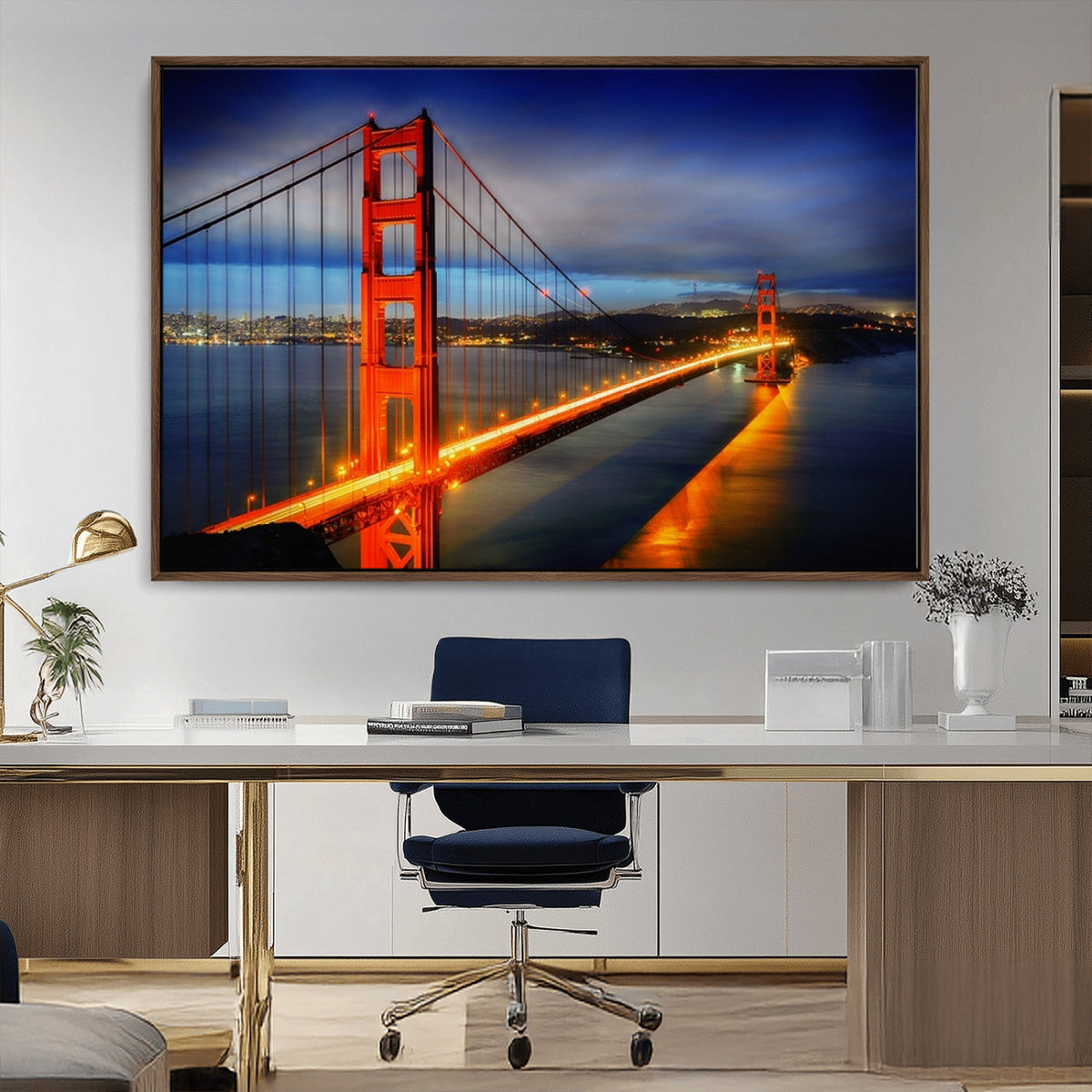 Large Wall Art San Francisco Canvas Print - Wonderful Golden Gate Bridge at Twilight