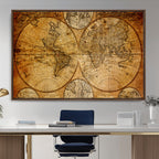 Vintage World Map Canvas Print | Antique Push Pin Travel Map
