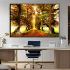 Sunshine in Forest and Trees Wall Art Canvas Print