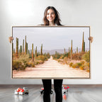Desert Cactus Wall Art Canvas Print, Framed Southwestern Art, Bohemian Western Decor