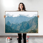 Misty Mountain Wall Art Canvas Print, Framed Cloudy Andean Art, Rugged Mountain Landscape