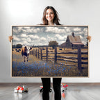 Texas Longhorn Canvas Wall Art Print, Framed Rustic Barn Farmhouse Decor